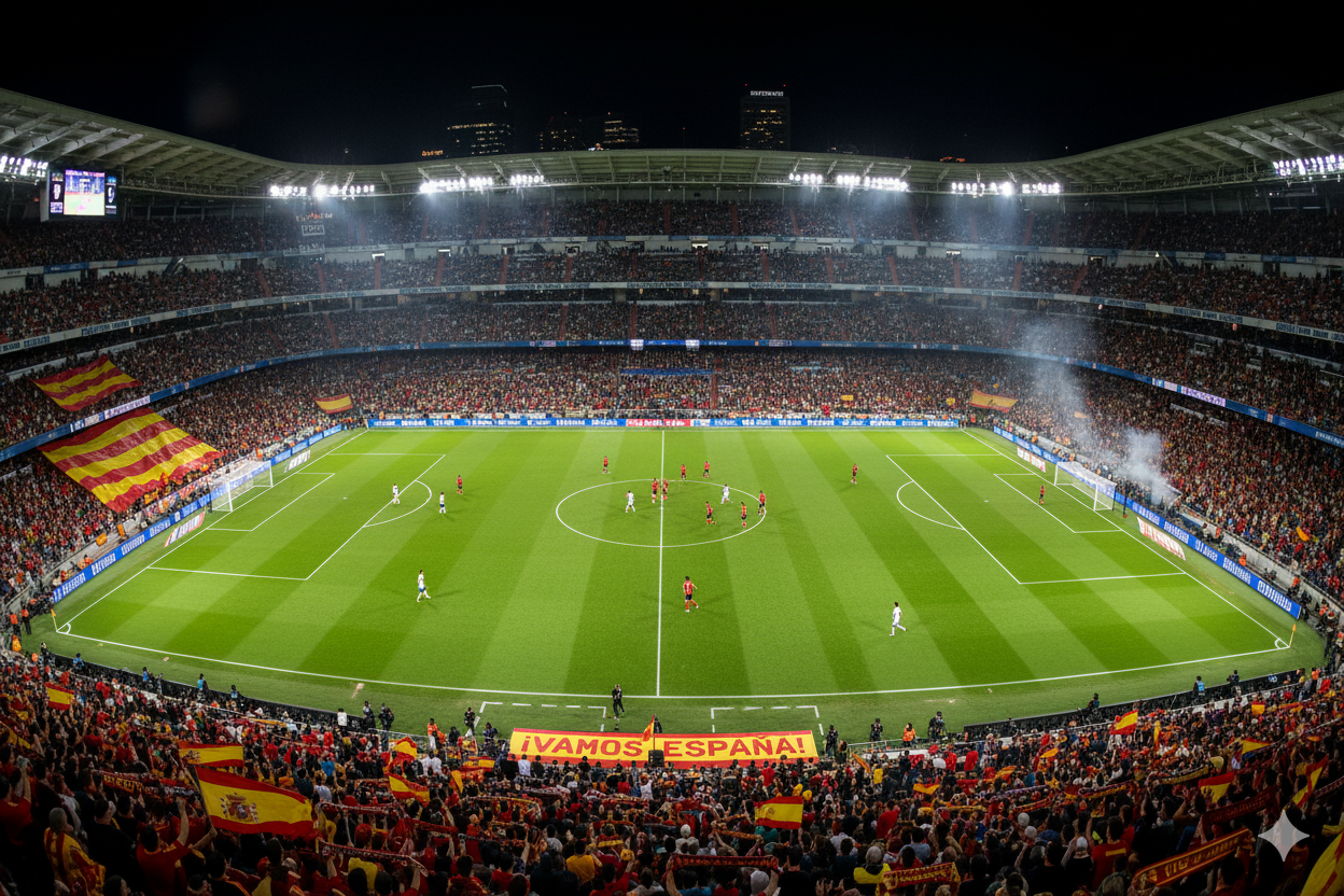 Vue aérienne d’un match de qualification de l’Espagne