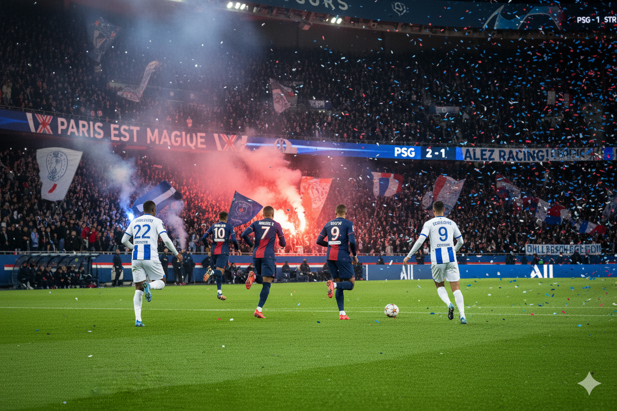 Duel entre les joueurs du PSG et de Strasbourg