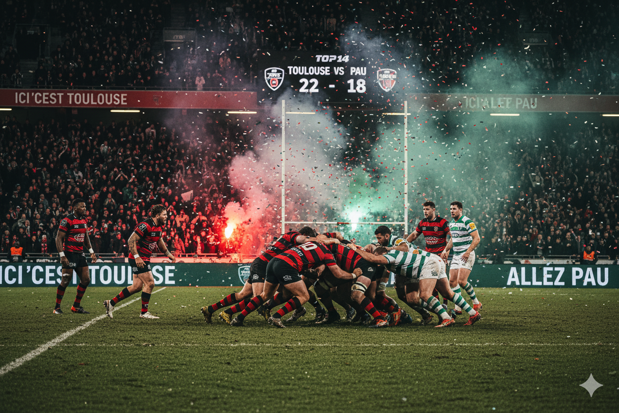 Une mêlée de rugby en Top 14