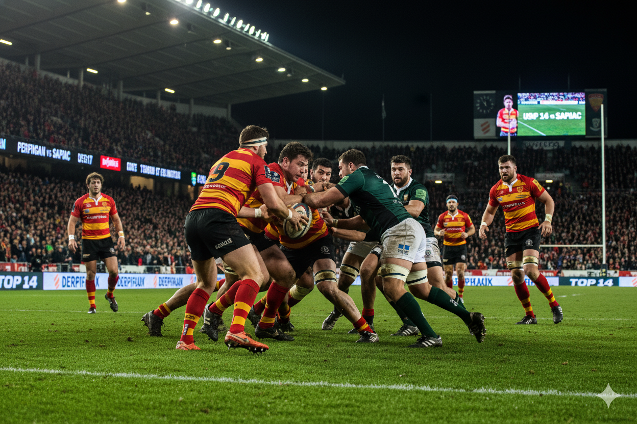 Match du Top14 entre Montauban et Perpignan