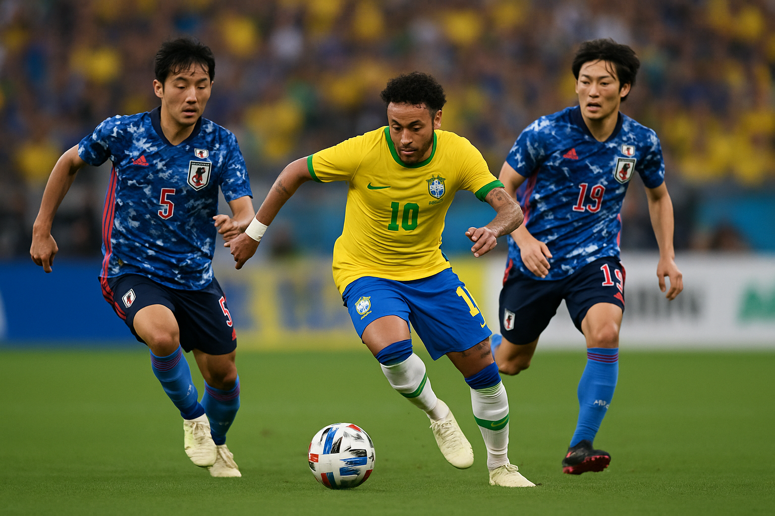 Match de foot entre le Brésil et le Japon