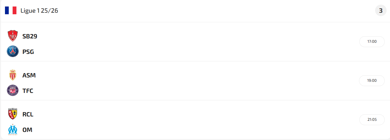 Matchs Ligue 1