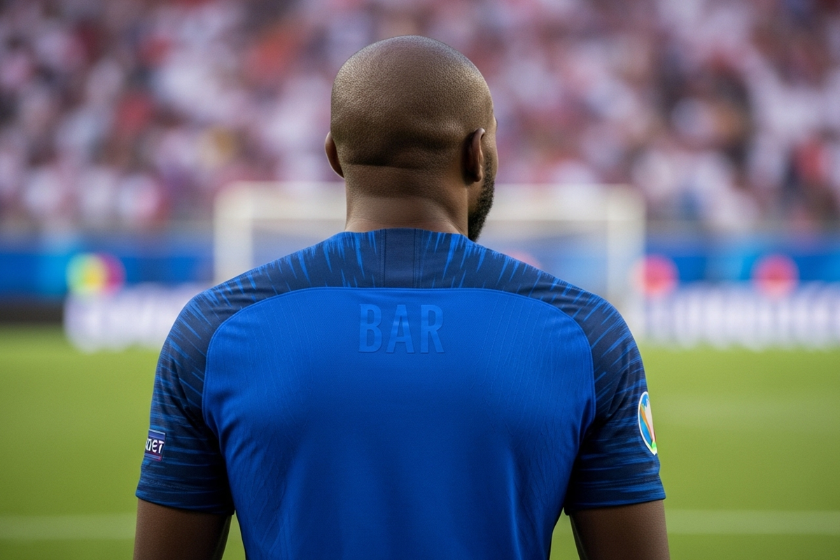 Un joueur de foot avec le maillot des Bleus