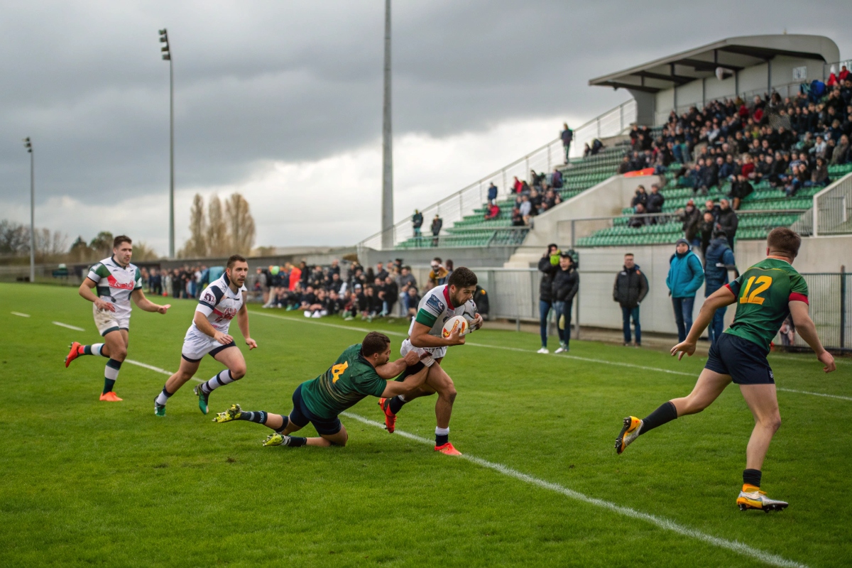 Plaquage de rugby dans un match du Top 14
