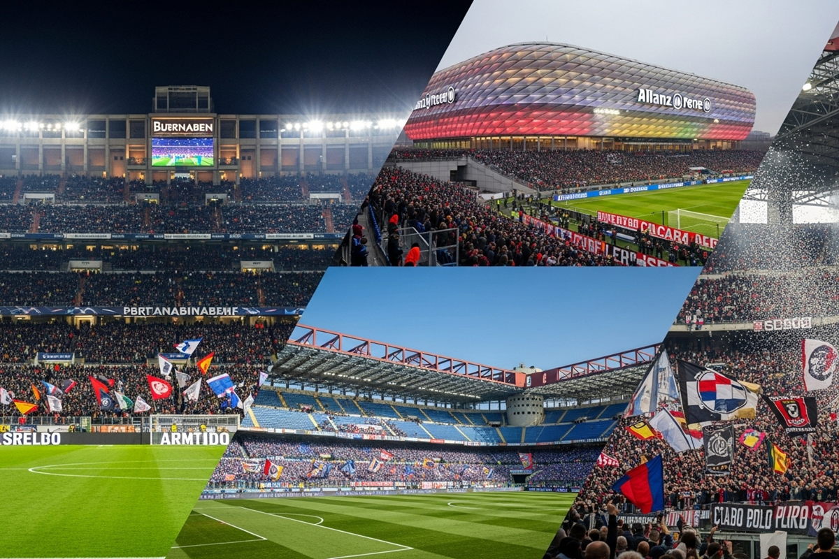 plusieurs stades de football européens